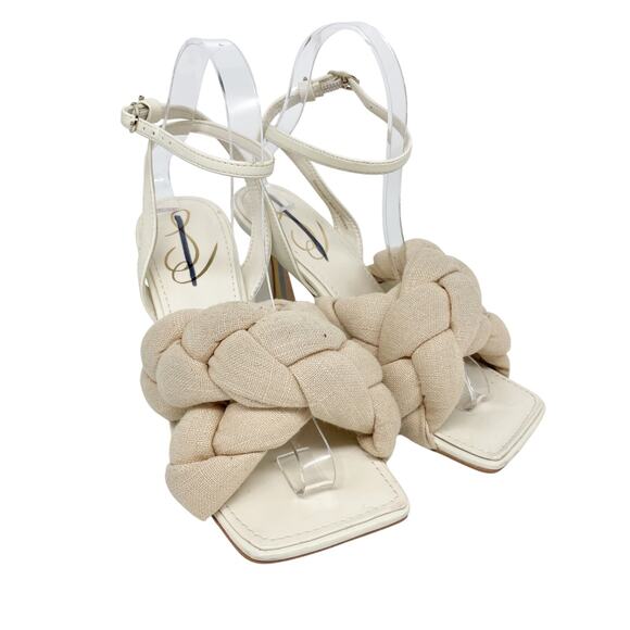 Sam Edelman Women's Courtney Fabric Braided-Strap Sandals Sand Size 5.5 - Picture 1 of 14